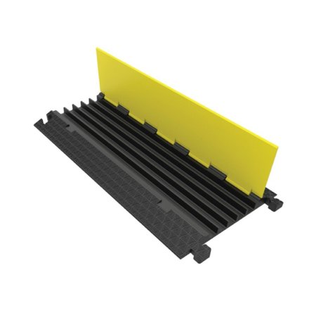 KABLE KONTROL ATLAS Cord Protector - 5 Channels - Medium Duty Rubber - 1.25" x 1.25" Channels - Black Base With Yellow Lid CP9975